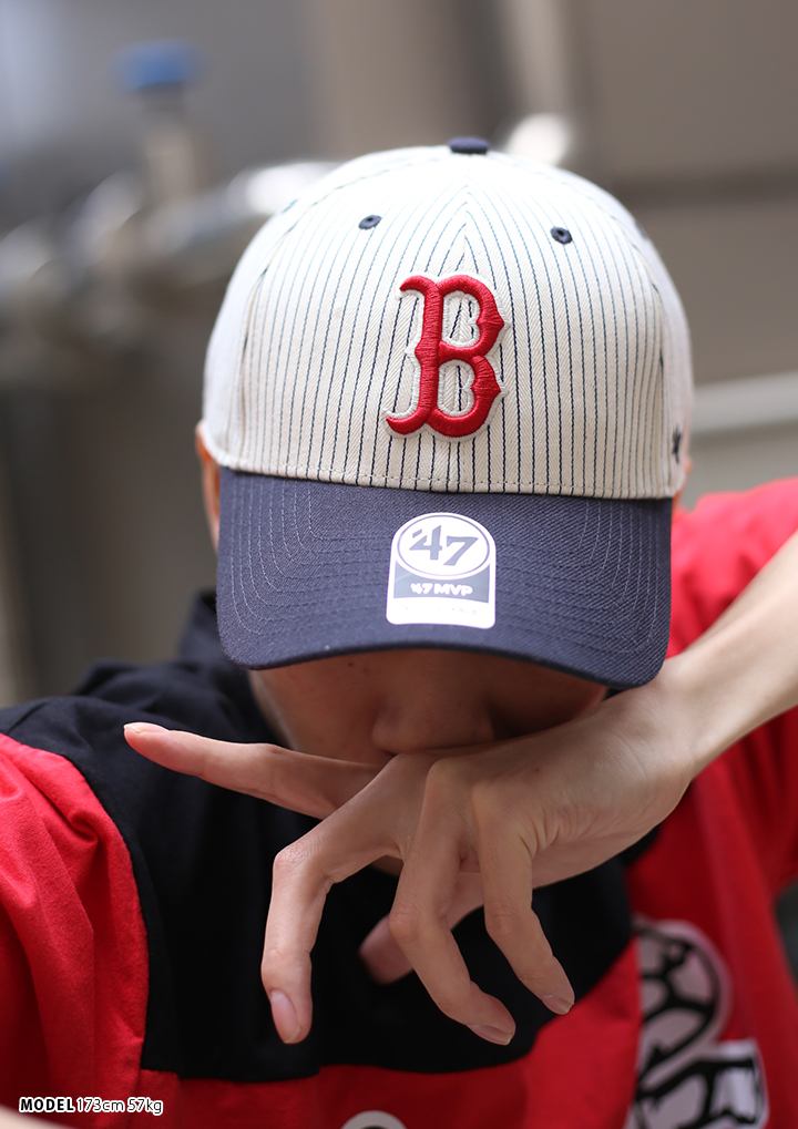 フォーティーセブンブランド 47brand 帽子 ローキャップ ボールキャップ Cap メンズ レディース 白紺 B系 ヒップホップ ストリート系 ファッション ボストン レッドソックス ピンストライプ ヘリンボーン バイカラー刺繍 かっこいい おしゃれ Mlb 大リーグ B Phrtm02pnv