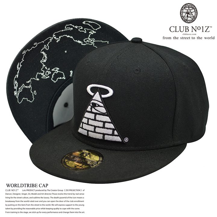 B系 ヒップホップ ストリート系 ファッション メンズ レディース 帽子 Cn Ca Sb 001 Worldtribe Cap Club No1z クラブノイズ Cap スナップバック キャップ ブランドロゴ3d刺繍 世界地図プリント Fサイズ 黒 正規品 ギフト 本格派大人のb系 公式通販