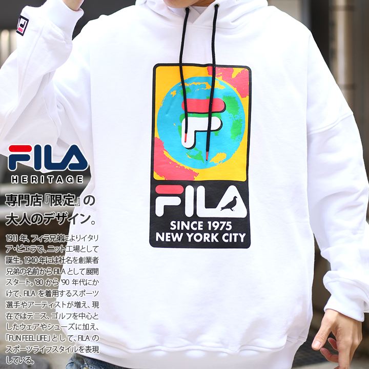 フィラ Fila ステイプル Staple コラボ フードパーカー スウェット 長袖 メンズ レディース 白 黒 M L Xl 2l Ll 2xl 3l Xxl 大きいサイズ B系 ヒップホップ ストリート系 スポーツ ファッション 服 かっこいい おしゃれ 限定品 Wネーム シンプル