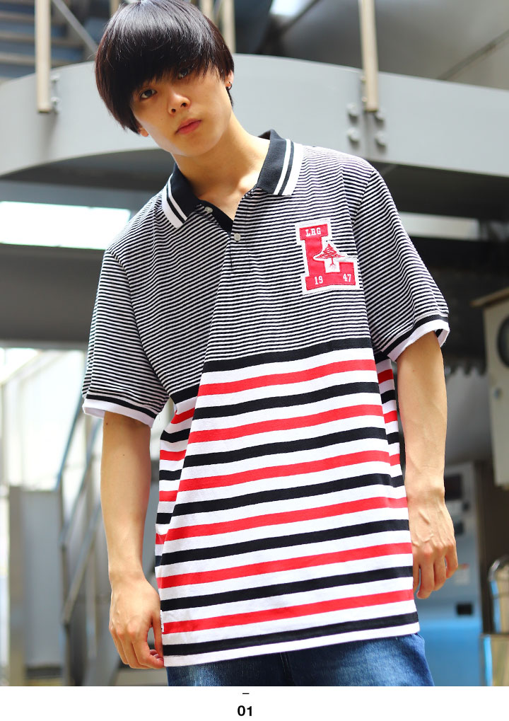 Lrg ポロシャツ 半袖 メンズ レディース 春夏用 黒 ブラック 大きいサイズ エルアールジー おしゃれ かっこいい ボーダー 柄 切り替え ロゴ刺繍 B系 ヒップホップ ファッション ストリート系 ハイ ブランド 服 新作l0wymspxx 本格派大人のb系 公式通販