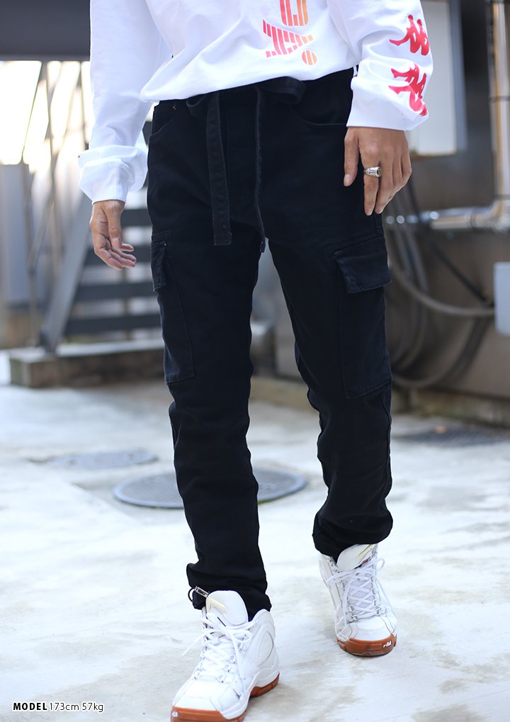 ミニマル Mnml カーゴパンツ ロングパンツ 長ズボン メンズ レディース 黒 B系 ヒップホップ ストリート系 ファッション ブランド 服 かっこいい おしゃれ ストレッチ リラックスフィット イージーパンツ 無地 シンプル ブラックデニム ハイモード M19 P565 本格派大人