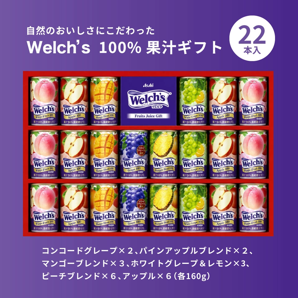 お急ぎ便】「ウェルチ」 100%果汁ギフト(22本) W30T 【送料無料