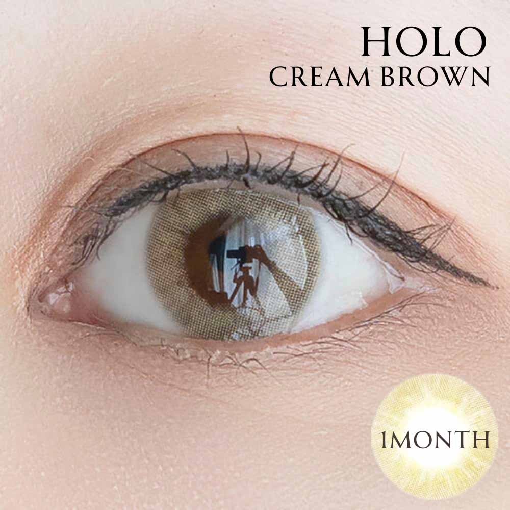 シンプルなフチなしベージュカラコン1ケ月用マンスリー「ホロクリームブラウン｜HOLO CREAM BROWN」