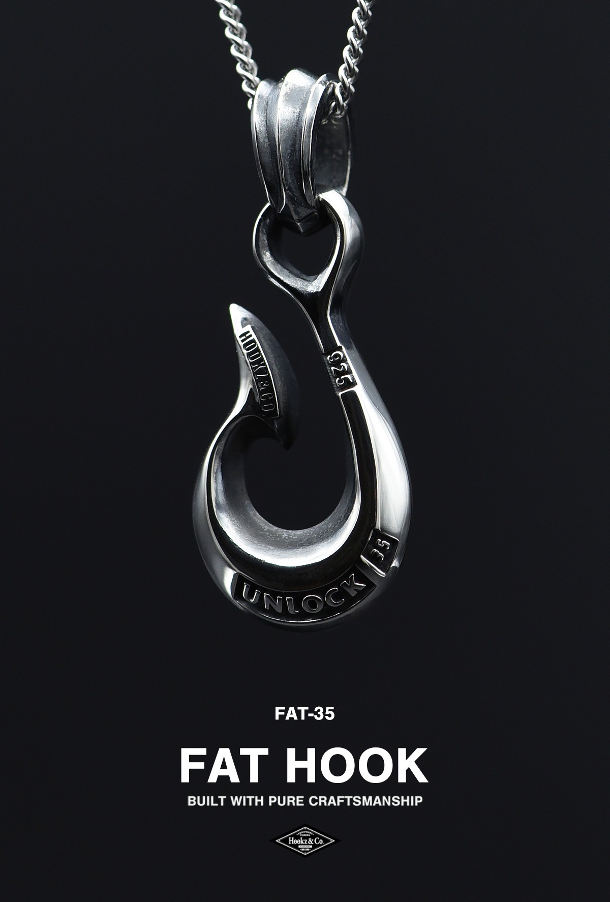 ファットフックF35釣り針フィッシュフックネックレス/HOOKZ
