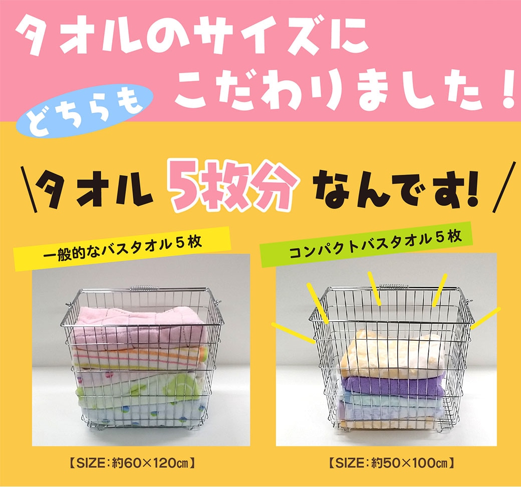送料込】『コンパクトバスタオル5枚セット』アイボリー・ムードカラー5