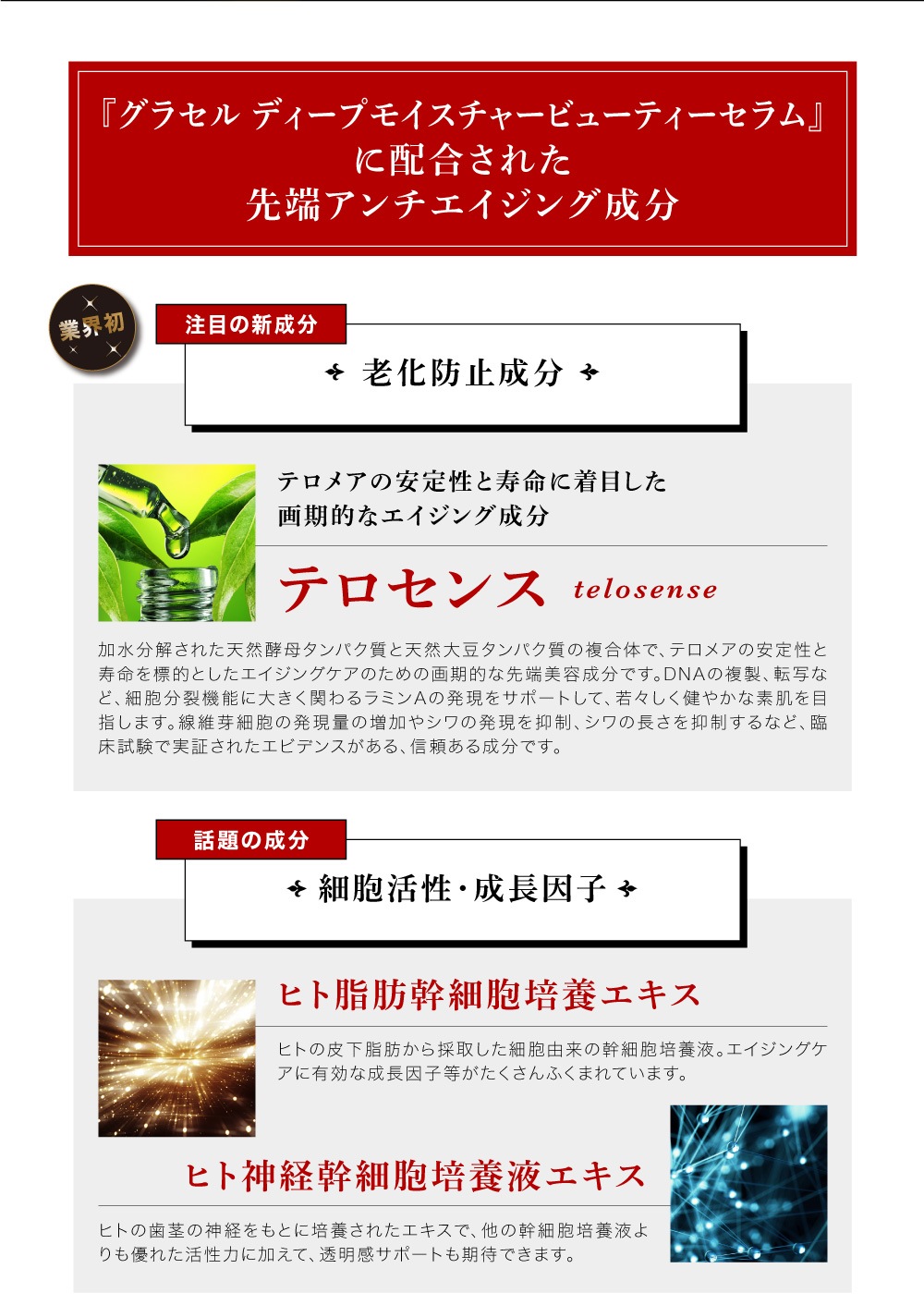 テロメア理論を取り入れた高級美容液 グラセル ディープモイスチャー ビューティーセラム30ml 美容 健康 スキンケア 基礎化粧品 Otameshi