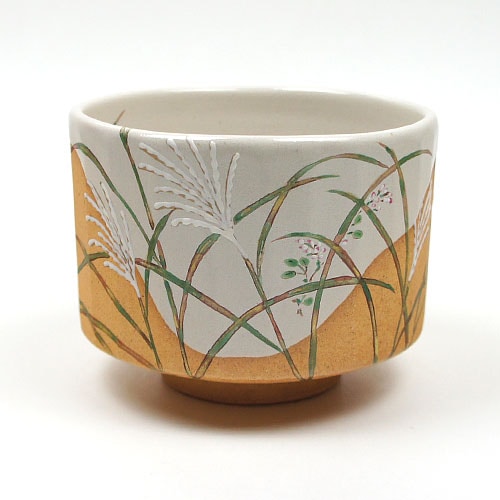 茶道具 抹茶碗】 灰釉茶碗 芒に萩絵 中村秋峰作 | すべての商品