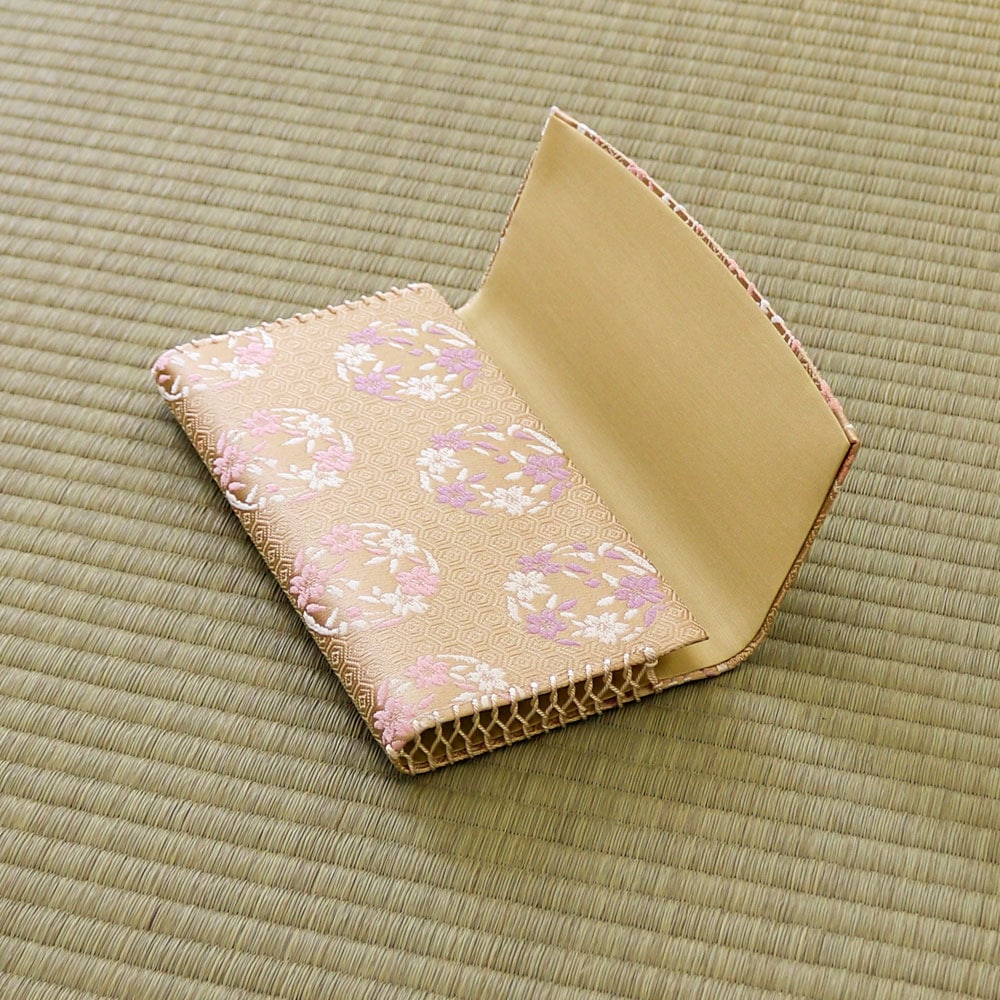 茶道具 茶道 懐紙入れ 正絹 亀甲に桜の丸 ベージュ | 茶道具【消耗品