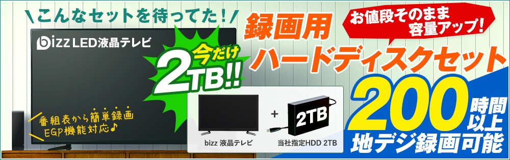 bizz（ビズ）液晶テレビ録画用ハードディスクセット特集