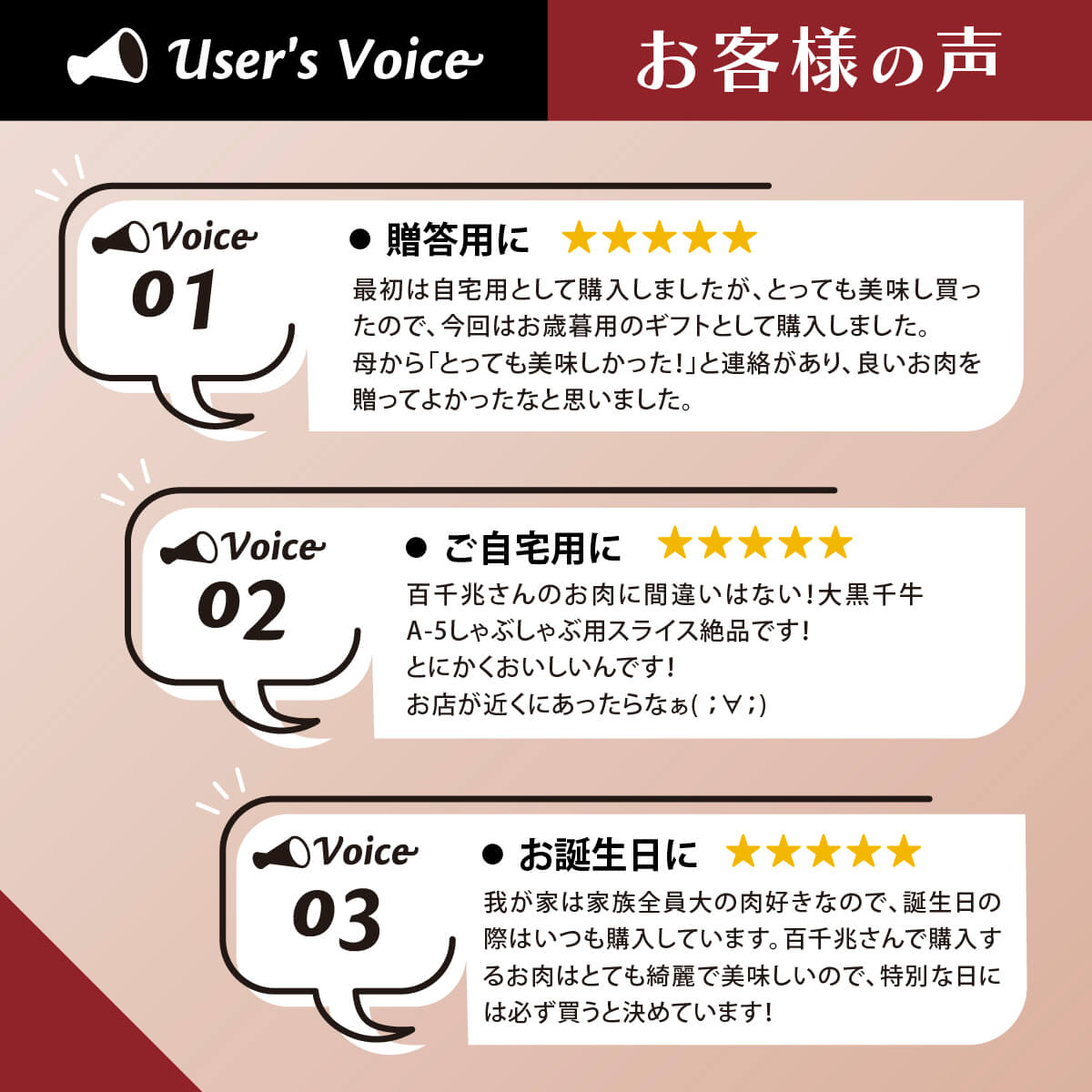 お客様の声 贈答用に 最初は自宅用として購入しましたがとってもおいしかったので今回はお歳暮用のギフトとして購入しました