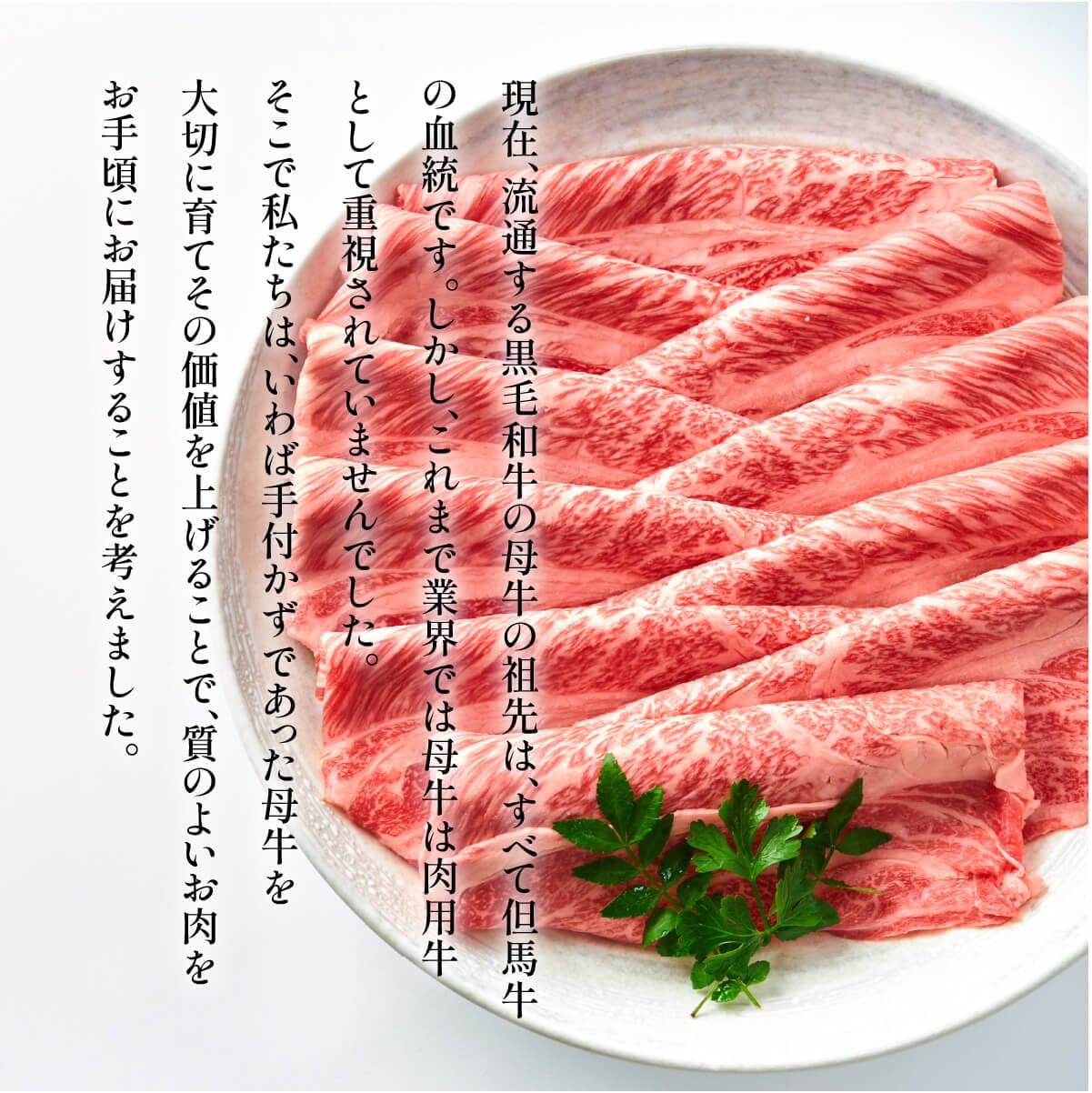 母牛を大切に育てその価値を上げることで、質の良いお肉をお手軽にお届けすることを考えました