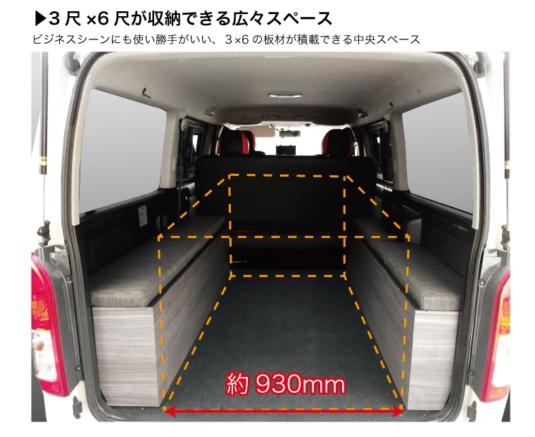 ハイエース ベッドキット 荷室棚 200系 標準SGL用 BOXDR（引き出し付き）タイプ 車中泊仕様ウレタン40mm厚 ベッドキット