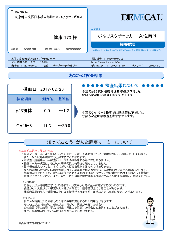 検査結果シートサンプル①