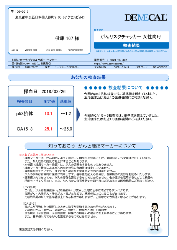 検査結果シートサンプル②