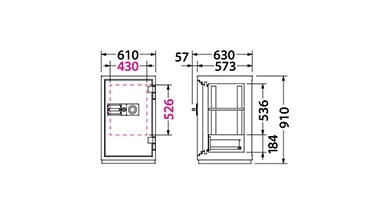 ダイヤル式 耐火金庫 防盗金庫 幅610×奥行630×高910 ［エーコー] CSTL