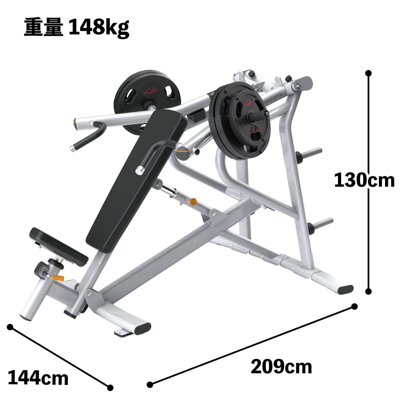 Mg Pl14 インクラインベンチプレス Magnumシリーズ 業務用ストレングスマシン 業務用matrix ジョンソンヘルステック