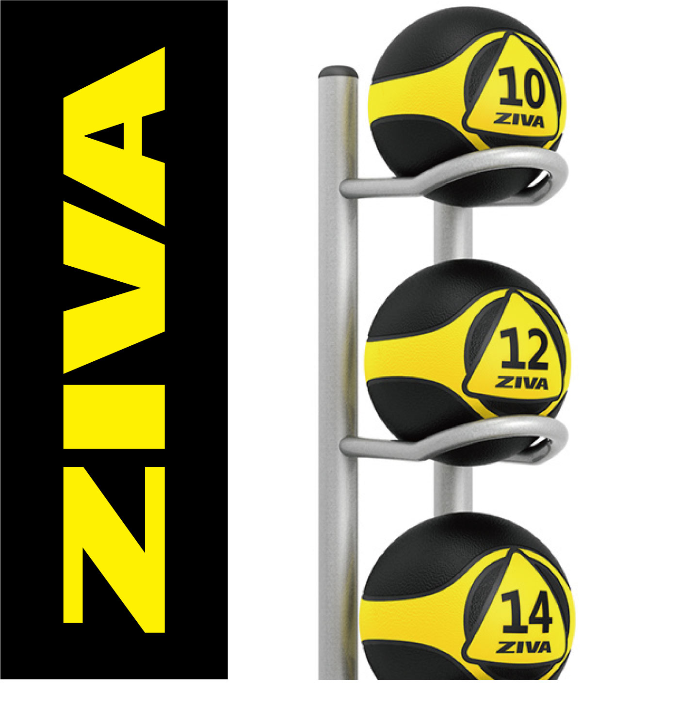 メディシンボール5個＋5マルチボールツリー/ボールラックセット（2kg-10kg）／メディシンボール・ラックセット〈業務用〉《ZIVA（ジーヴァ）》