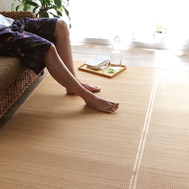 日本製 美品 竹カーペット273×350cm 籐マット ラグ 敷物