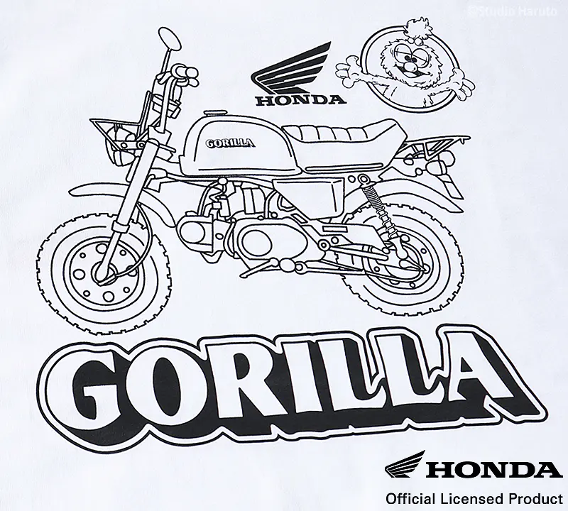 半袖 Tシャツ GORILLAのラインアート ホワイト