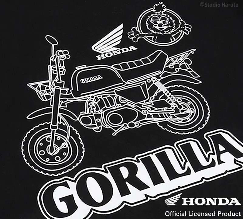 半袖 Tシャツ GORILLAのラインアート ブラック