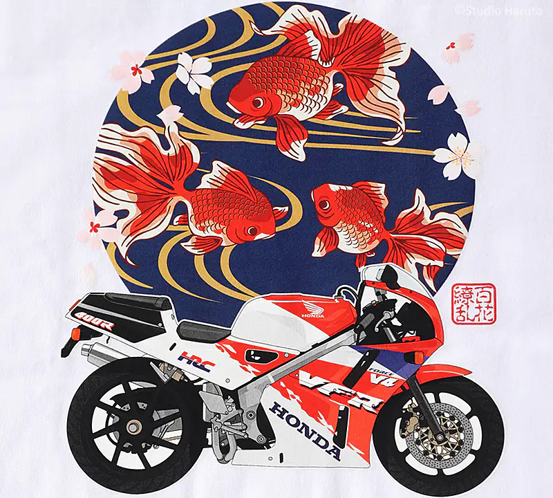 Tシャツ金魚 VFRのイラスト ホワイト