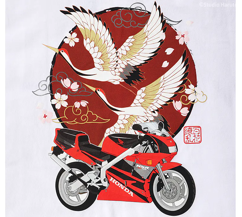 Tシャツ鶴 NSRのイラスト ホワイト