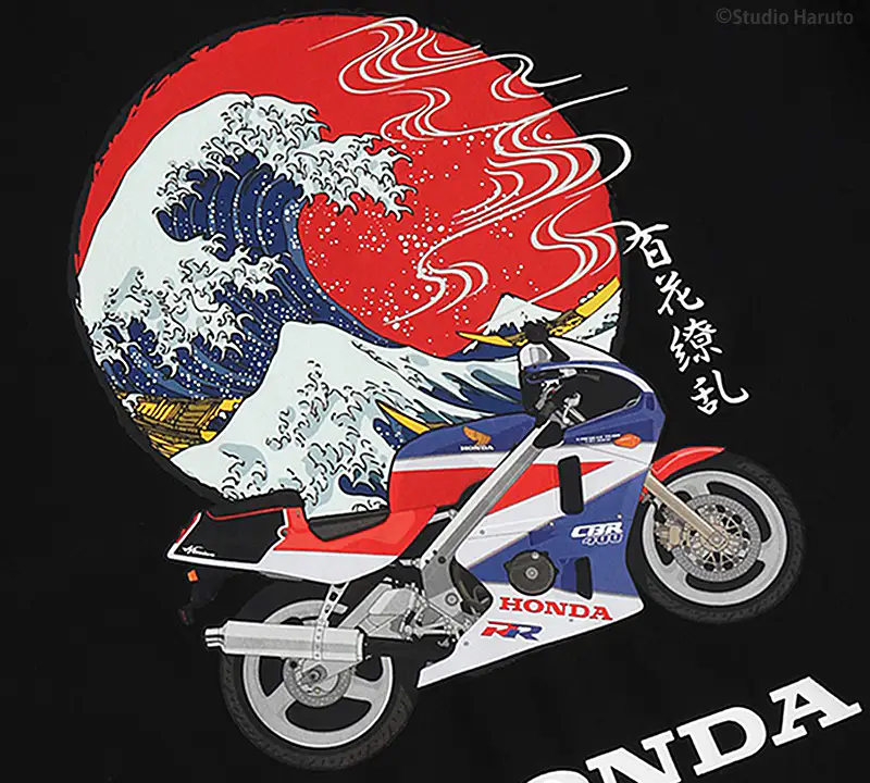 Tシャツ波 CBRのイラスト ブラック