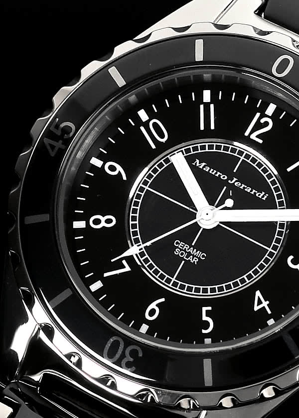 Mauro Jerardi セラミック ソーラー腕時計 メンズ ブラック アナログ 3