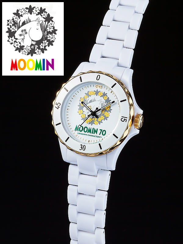 70周年記念ムーミン腕時計 記念ロゴ ハイブリッド セラミックウォッチ
