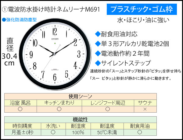 日本 時計のタイムCITIZEN シチズン リズム時計 クロック 屋外用電波掛け時計 省エネタイプ ポールウェーブＳＦ 4MY611-N19 
