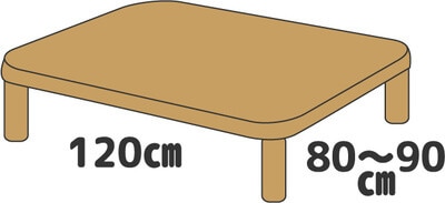こたつテーブルサイズ 120×90cm
