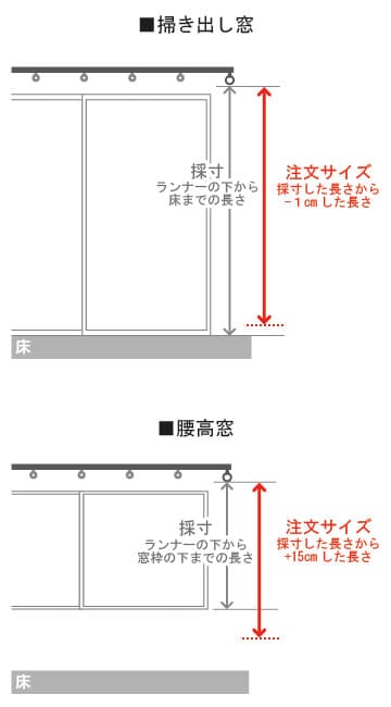 カーテンの縦の長さ