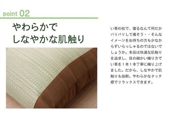 低反発ウレタンチップ入り い草枕 『サブレ 低反発枕 箱付』 【IB】　ベージュ 約50×30cm