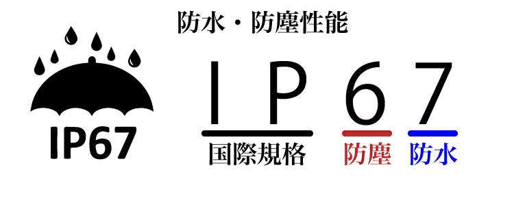 防水 防塵 性能 IP67
