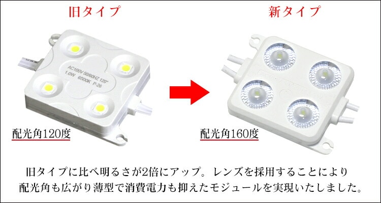 (PSE) LEDモジュール 防水 100V直結タイプ ホワイト 消費電力1.8W 昼光色相当  100Vモジュール  コンパクト スリム 4灯タイプ 内照アクリル FF看板 薄型 50個 - 7