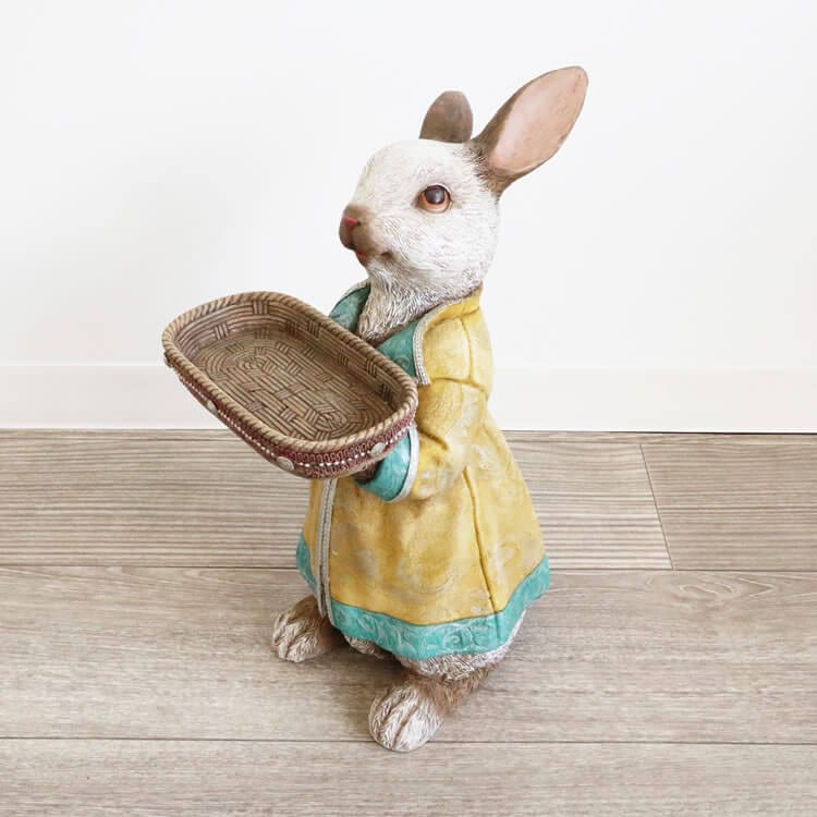 置物 ウサギのオブジェ トレイ 樹脂素材 高さ36cm | インテリア通販の