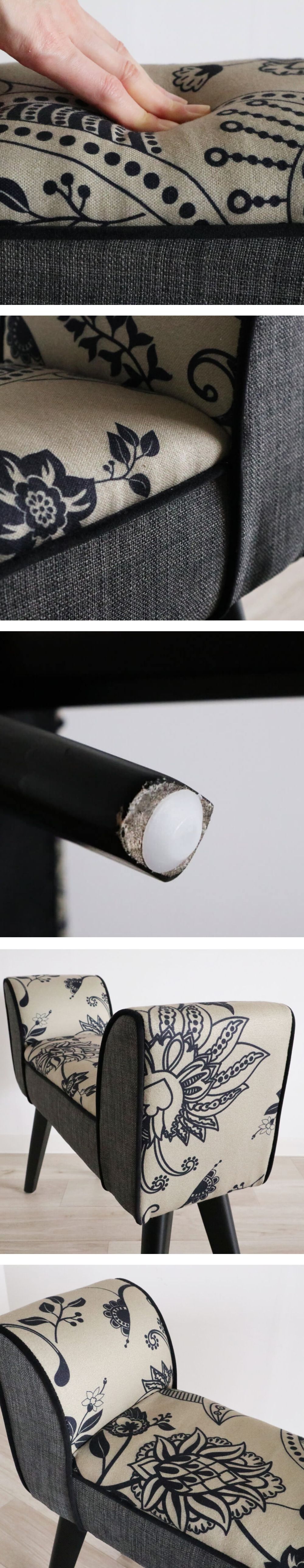 ★スツールベンチ グレー＆エスニック クッションチェア 椅子 グレー 腰掛【S】 ☆スツールベンチ グレー＆エスニック クッションチェア 椅子 グレー