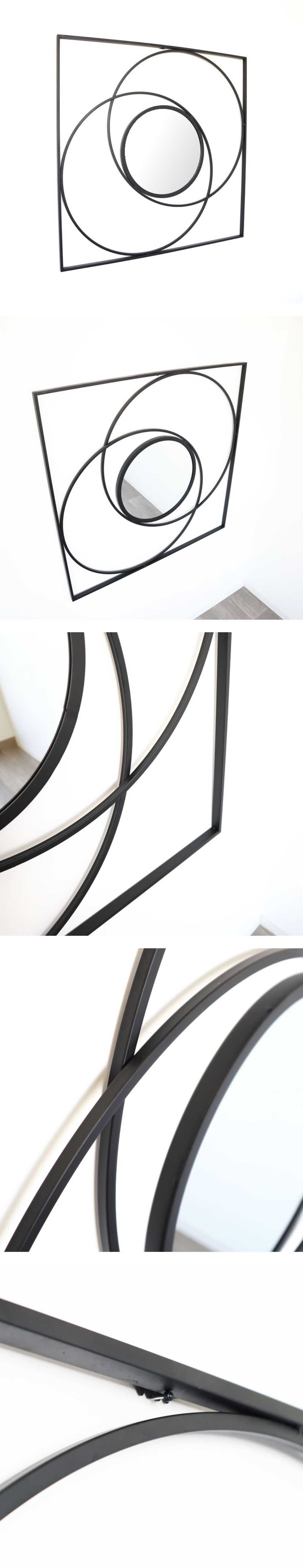 壁掛け鏡 シンプルモダン ウォールミラー 幅90×高さ90cm｜おしゃれな