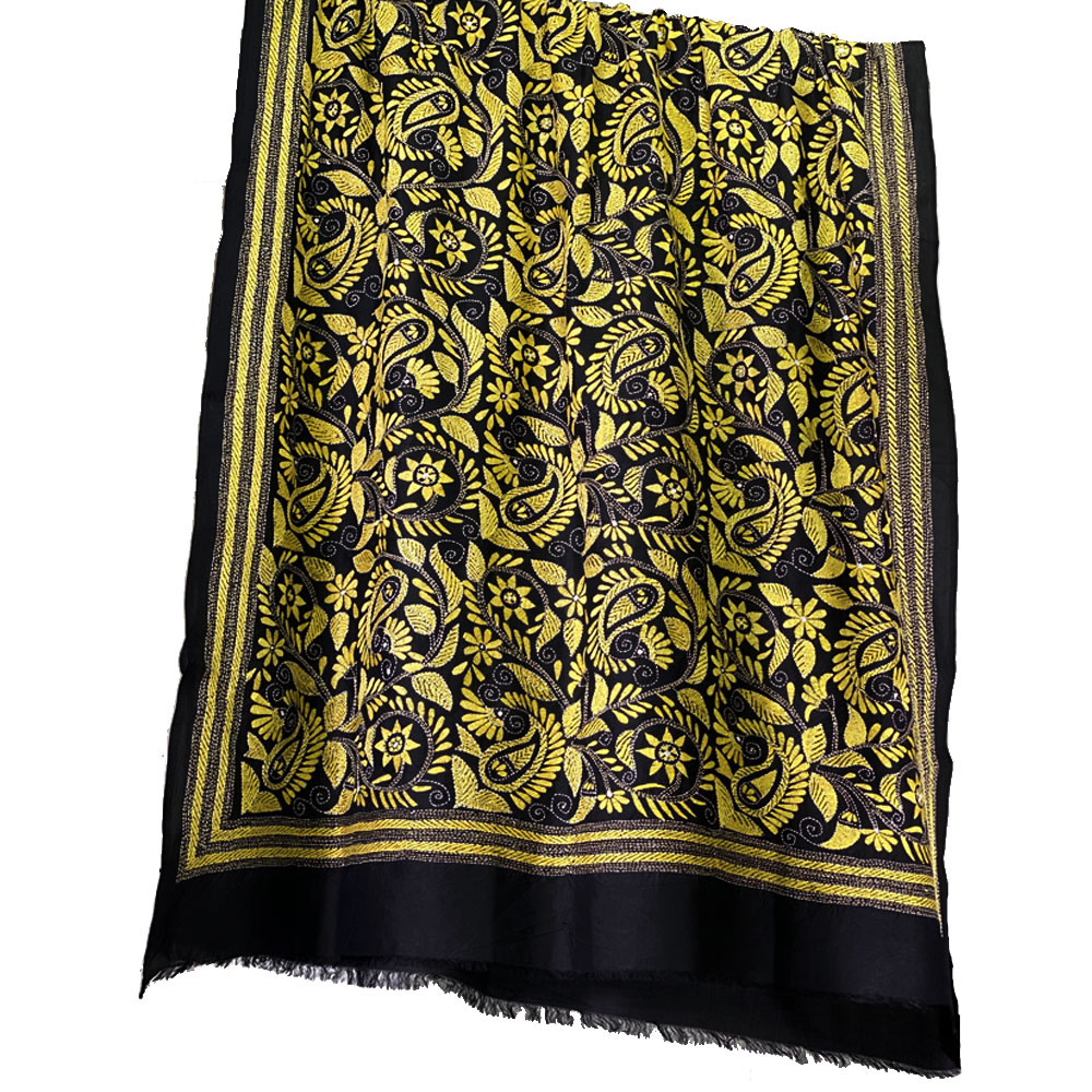 InDream カンタ 刺繍 ストール 約110×232cm スカーフ シルク インド