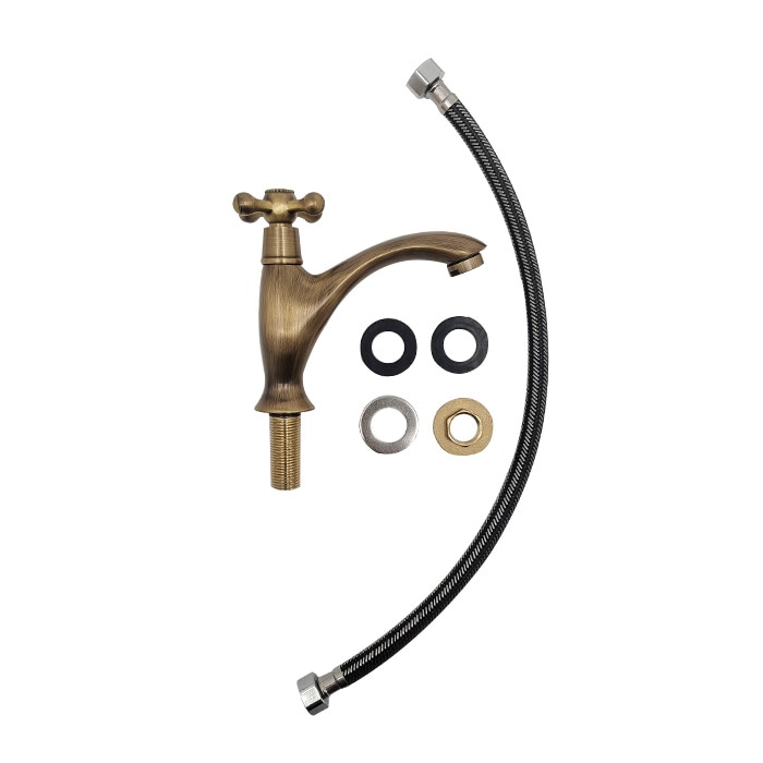 クロスハンドル単水栓（洗面ボウル・洗面台・蛇口）古銅 INK-0302064H