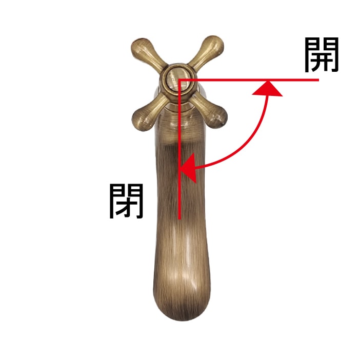 クロスハンドル単水栓（洗面ボウル・洗面台・蛇口）古銅 INK-0302064H