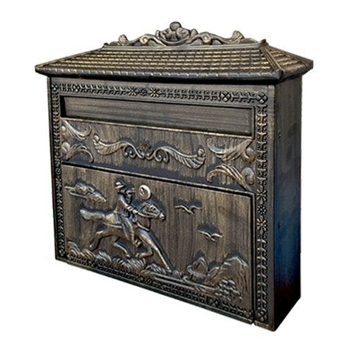 ポスト 壁付け 壁掛け 鍵付き おしゃれ アルミ カーキ アンティーク