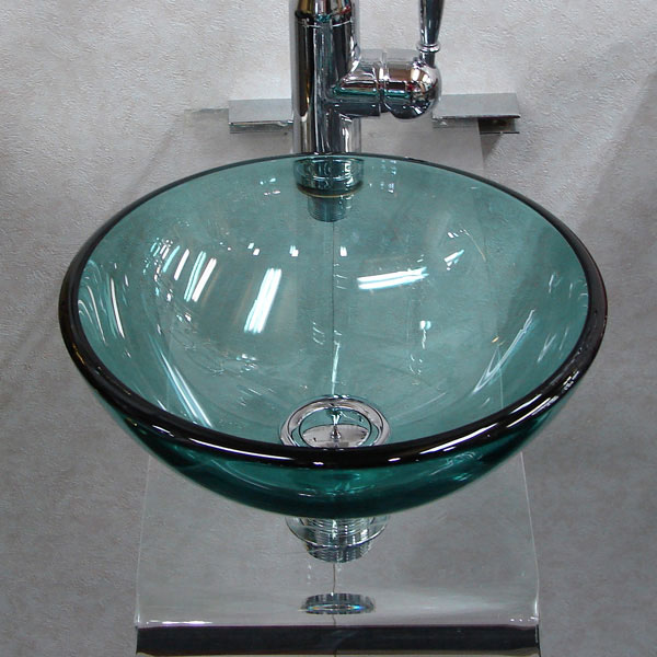 小さい ガラス洗面ボウル 手洗い鉢 グリーン 緑 置き型 Φ280×H105 品番