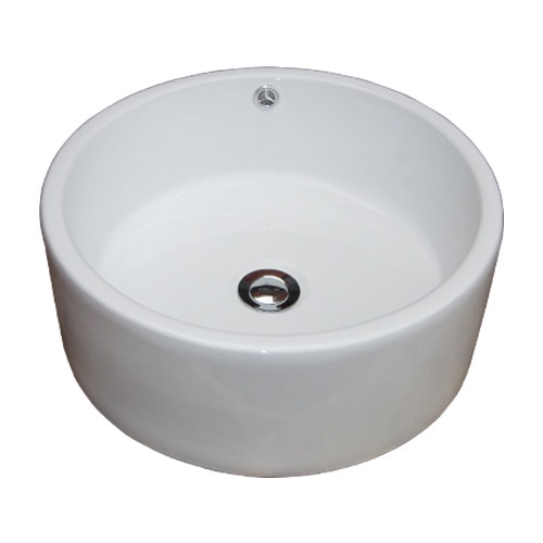 洗面ボウル 陶器 丸 置き型 手洗い鉢 オーバーフロー有り Φ420×H165 