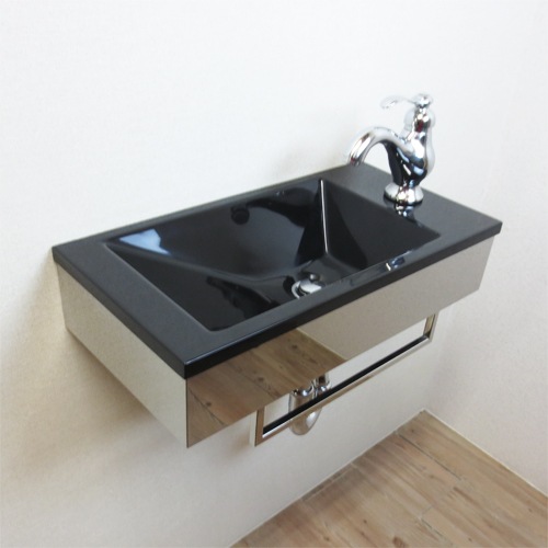 【廃番】小さい洗面化粧台（小型洗面台・壁付コンパクトタイプ）KG-1001set-black ブラック | 洗面化粧台 アンティーク,小さい