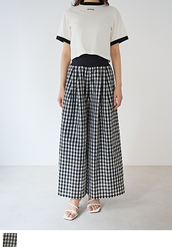 Gingham Check Wide Pants