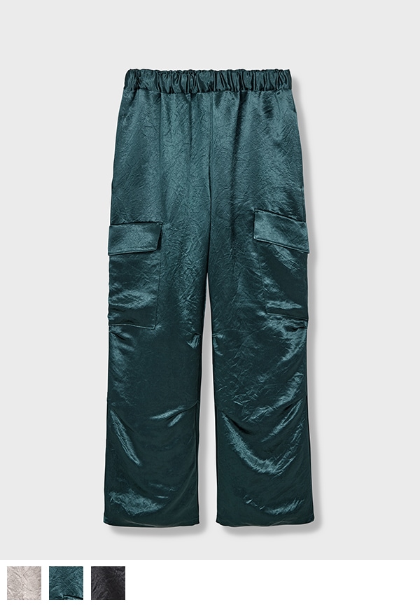 Satin Cargo Pants