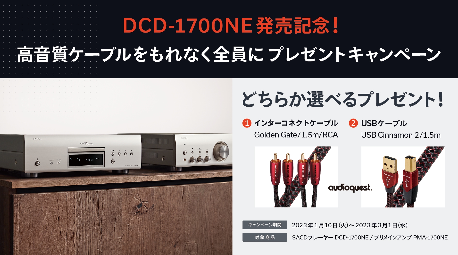≪終了≫【2023年3月1日まで】DENON DCD-1700NE発売記念！高音質
