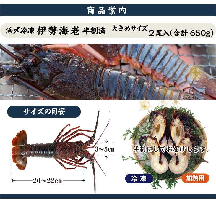 冷凍 活〆伊勢海老（加熱用） 商品案内