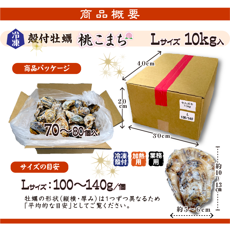殻付牡蠣 桃こまち 10kg Lサイズ 商品概要
